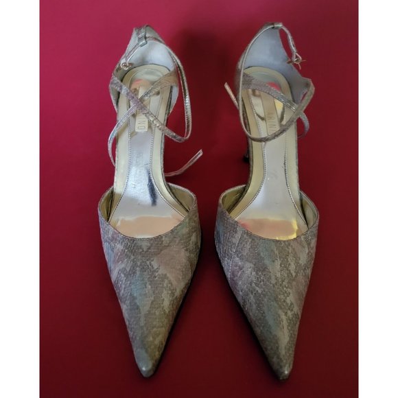 An Marino Shiny Star Metallic Python MLT Gold Size 8 High Heel Shoes - Picture 6 of 7